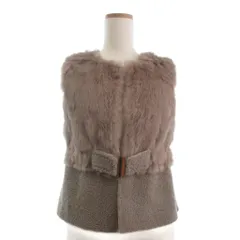 エルエーグリッター L.A.GLITTER 美品 ベスト ジレ ラビットファー ボア 切替 ベージュ F ■FF