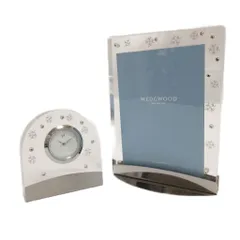 ウェッジウッド WEDGWOOD プシュケ ピクチャーフレーム クロック 置き時計 写真立て セット 3針 アナログ クオーツ 現状品 クリア