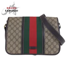 美品 GUCCI グッチ シェリーライン ベージュ ブラウン ゴールド金具 GGスプリームキャンバス 211130 斜め掛け ショルダーバッグ 503516【中古】