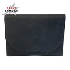美品 YVES SAINT LAURENT イヴ サンローラン ヴィンテージ YSL ブラック レザー クラッチバッグ セカンドバッグ レディース 600643【中古】