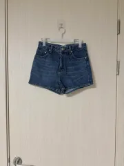 インディゴ ハイウエスト デニム ハーフパンツ (M)