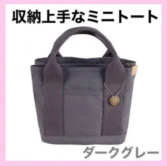 ミニ トートバッグ キャンバス ダークグレー 仕切り 大容量 収納 レディース