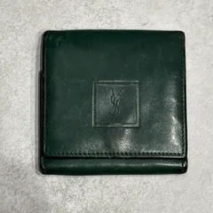 YVES SAINT LAURENT YSL イヴサンローラン　コインケース　小銭入れ　コンパクト レザー グリーン 緑 深緑 ダークグリーン ロゴ刻印 レディース メンズ ユニセックス ヴィンテージ
