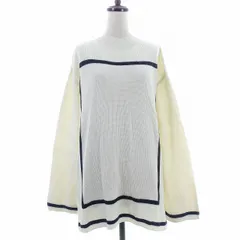 サルヴァトーレフェラガモ Salvatore Ferragamo 長袖ニット カットソー クルーネック スリット コットン ライン アイボリー トップス