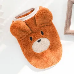 【新品】 RIOSTUDIO 犬服 秋冬 パピーサイズ有 犬の服 秋 冬 子犬服 (XXS~XL) モコモコ ふわふわフリースベスト ノースリーブ タンクトップ パピー服 極小サイズ 犬 猫 防寒 暖かい(?ブラウン,S) 0