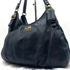 美品● COACH コーチ トートバッグ マディソン ロゴ金具 チャーム ブルー レザー