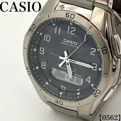 稼働品 Working item カシオ CASIO ウェーブセプター wave ceptor 腕時計 メンズ Men's ソーラー電波時計 タフソーラー マルチバンド6 ネイビー文字盤 WVA-M640 アナデジ デジアナ ウォッチ シルバー 0562
