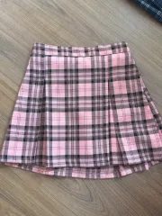 강경민 チェック柄スカート ピンク