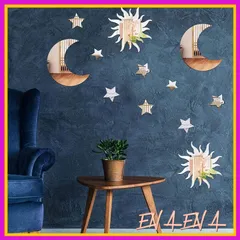 SEKIDAR 壁紙シール 3Dアクリルミラーウォールデカール2セットインテリア ウォールステッカー 鏡 ミラー 星 太陽 月 シール ?せる 部屋飾り 居間 寝室 1