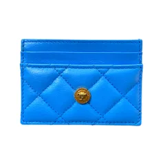 未使用 ヴェルサーチ メデューサ カードケース パスケース 名刺入れ コンパクト ロゴ レザー ゴールド ブルー VERSACE ラグジュアリー 高級感 洗練 上品 スマート 薄型 携帯便利 ビジネス フォーマル 男女兼用 日常使い 長期愛用のサムネイル