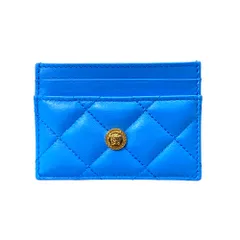 未使用 ヴェルサーチ メデューサ カードケース パスケース 名刺入れ コンパクト ロゴ レザー ゴールド ブルー VERSACE ラグジュアリー 高級感 洗練 上品 スマート 薄型 携帯便利 ビジネス フォーマル 男女兼用 日常使い 長期愛用のサムネイル