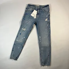 新品未使用 ザラ デニム スキニー ストレッチ ペイント ダメージ加工 US30