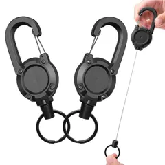 カラビナ式ピンオンリール キーリール 金属ワイヤー 強力 最長60cm キーチェーン 伸びる 伸びる 丈夫 紛失防止 キーリール キーチェーン リールキーホルダー 釣り 小型 アウトドア [Manfukuya] キャンプ 超軽量カナビラ 登山キーホルダー