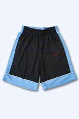 NIKE（ナイキ）DRY-FIT メッシュショーツ M 黒×水色 刺繍スウッシュ