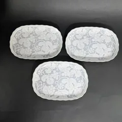 有田焼　長皿　赤峰窯　ぶどう柄　グレー　３枚　オーバルプレート