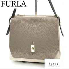 【良品】FURLA ターンロック ショルダーバッグ フラップバッグ バイカラー