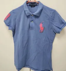 ポロ ラルフローレン ブルー 半袖 カラーTシャツ ビックポニー