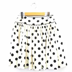 ペイトンプレイス PEYTON PLACE フレアスカート 水玉 ひざ丈 M アイボリー ブラック 黒 /MT49