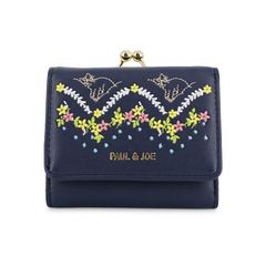 新品、ポール&ジョー、猫エンブレム、ねこ、がま口、折財布、グリーン