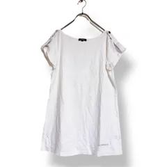 BURBERRY LONDON バーバリーロンドン 半袖 Tシャツ カットソー 無地 ホワイト 白 ロールアップ袖 ラウンドネック ロゴ刺繍 レディース 2 Mサイズ相当 綿混 コットン シンプル ベーシック トップス 春夏 インナー