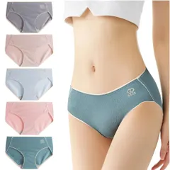 [QiuLea] ショーツ レディース 綿100% 女性 下着 シームレス パンティ 高通気性と伸縮性 抗菌 パンツ 女性美形ショーツ 5枚セット・ 93c9b70e