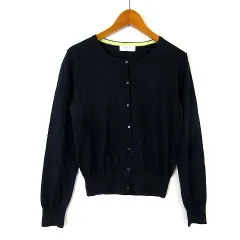 テチチ Te chichi TERRASSE カーディガン ニット ウール クルーネック 長袖 M 紺 ネイビー