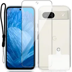 【1枚ガラスフィルム+1個ケース】対応 Google Pixel 8a 用のガラスフィルム + pixel 8a 用の ケースセット 日本製 9H硬度 強化ガラス 耐衝撃・指紋防止・撥油性・反射低減・飛散防止 TPU透明 落下防止・黄変防止・滑り止め・簡単着脱