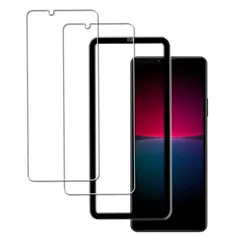 対応 XPERIA 10 iv SO-52C SOG07 用の ガラスフィルム 強化ガラス 日本旭硝子素材製 保護フィルム ガイド枠付き, 2枚セット