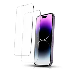 【新品】 iPhone14 Proガラスフィルム【日本製素材旭硝子製】極薄 高透過率 耐指紋 撥油性 2.5D ラウンドエッジ加工 硬度9H/高透過率/自動吸着【透明】スクリーン プロテクター アイフォン14プロ スマートフォンガラスフィルム 携帯電話用フィル