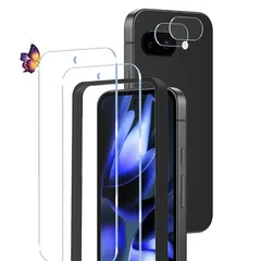 【新品】 pixel 9a ガラスフィルム（2枚）+カメラフィルム（2枚) グーグルピクセル9a 保護フィルム ワンタッチ貼付け/気泡ゼロ google pixel 9a 用の ガラスフィルム ケースと干渉せず/硬度9H/飛散防止/指紋防止 0