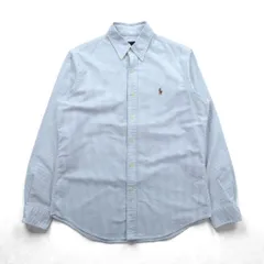 Ralph Lauren オックスフォード ボタンダウン シャツ M ブルー ストライプ スモールポニー刺繍
