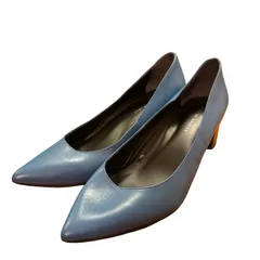  atelier brugge  レザーパンプス  ポインテッドトゥ 250 ブルー 2000002415312【MN35】