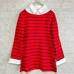 アディダス　adidas　ポロシャツ【S】　鹿の子　フェイクレイヤード　ボーダー　長袖　赤　レッド　紺　ネイビー　白　ホワイト　レディース