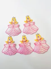 プリンセス（ピンク）アイロンワッペン 5点セット 入園入学 幼稚園 保育園 小学校 アップリケ 女の子