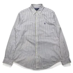 RALPH LAUREN 90年代 ビッグサイズ ボタンダウンシャツ L ホワイト ブルー ストライプ CUSTOM FIT