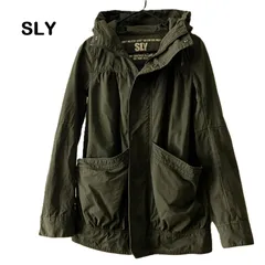 【SLY/スライ】モッズコート ミリタリー フード付きジャケット カーキ ジップアップ アウター（中古）