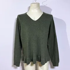 ユナイテッドアローズ ペプラム ニット くすみグリーン 裾フリル【F】体型カバー