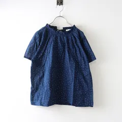 エヘカソポ サマンサモスモス ehka sopo Samansa Mos2 SM2 ドット柄 スタンドフリルブラウス F‖ネイビー トップス【2400014823288】