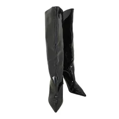 ザラ ZARA ポインテッドトゥ エナメルロングヒールブーツ レディース JPN：37 