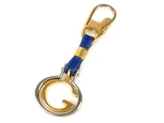 グッチ　GUCCI　Gロゴ　キーリング　キーホルダー　レザー　ブルー/ゴールドカラー/シルバーカラー　送料無料