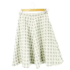 ロペピクニック ROPE Picnic スカート フレア ひざ丈 ジャカード 起毛 ウールタッチ ふんわり 千鳥格子 チェック 38 グレー /CK22