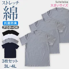 Tシャツ 半袖 3枚セット メンズ 綿 3L・4L ( ストレッチ シャツ インナーシャツ クルーネック トップス )