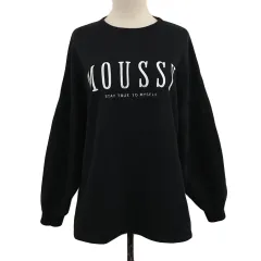 マウジー MOUSSY トレーナー スウェット ラウンドネック プルオーバー ロゴ 刺繍 裏起毛 長袖 FREE 黒 ブラック