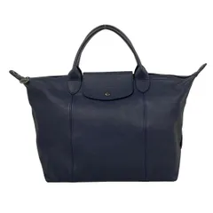 LONGCHAMP(ロンシャン) ハンドバッグ美品  ル・プリアージュキュイール L1515757556 ダークネイビー 折りたたみ レザー