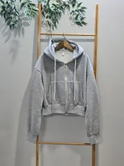 起毛 クロップド ジップアップ フーディー