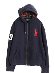 【お得なクーポン配布中!】 ビッグポニー ポロ ラルフローレン フルジップ スウェット フード パーカー メンズ XL / トレーナー 裏起毛 ナンバリング 大きいサイズ 紺