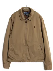 【お得なクーポン配布中!】 90s ポロ ラルフローレン スイングトップ ジャケット メンズ M オールド コットン ブルゾン ワンポイント フルジップ チェックライナー付