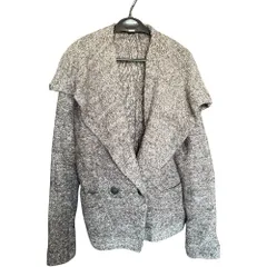   COMME ÇA ISM コムサイズム カーディガン ニット アウター 羽織り テーラード きれいめ オフィス チェック レディースM モヘア【Z1791】