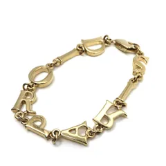 【美品】Christian Dior クリスチャンディオール DIOR PARISロゴ ブレスレット ゴールドカラー GP ヴィンテージジュエリー アクセサリー レディース I4