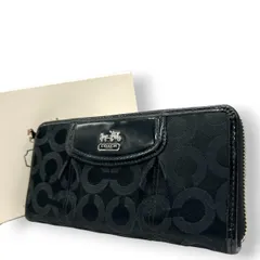 【箱付き】コーチ COACH 長財布 アコーディオンジップ ラウンドファスナー シグネチャー パテントレザー ブラック 黒 馬車ロゴ プレート プリーツ 大容量 多機能 レディース メンズ ユニセックス ウォレット M3